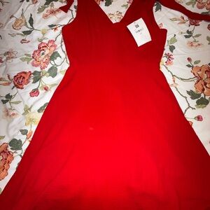 Altar'd State Red V-Neck Midi Dress